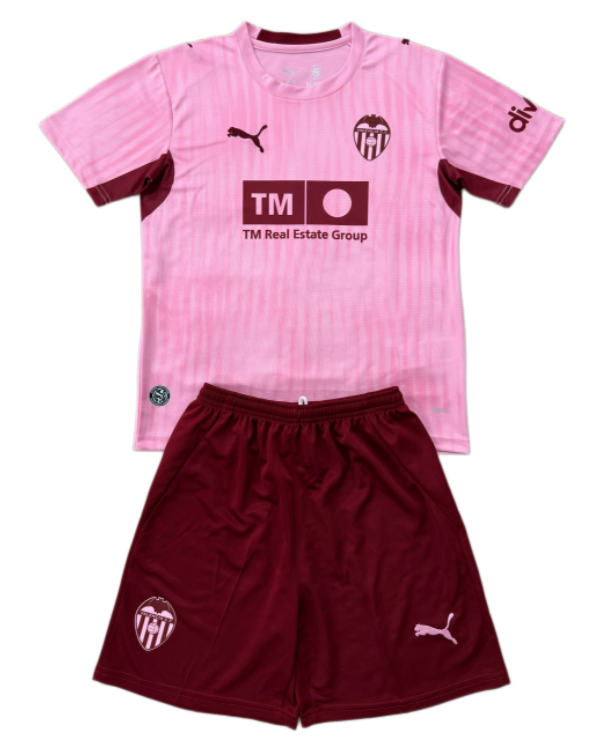 2026-27 Kids Valencia Third Away Pink Soccer Jersey