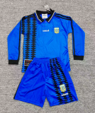 1994 Kids Argentina Away Long Sleeve Retro Soccer Jersey