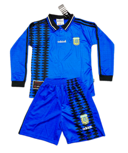 1994 Kids Argentina Away Long Sleeve Retro Soccer Jersey