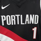 25-26 Trail Blazers MORANT #1 Black Top Quality Hot Pressing NBA Jersey (V领)
