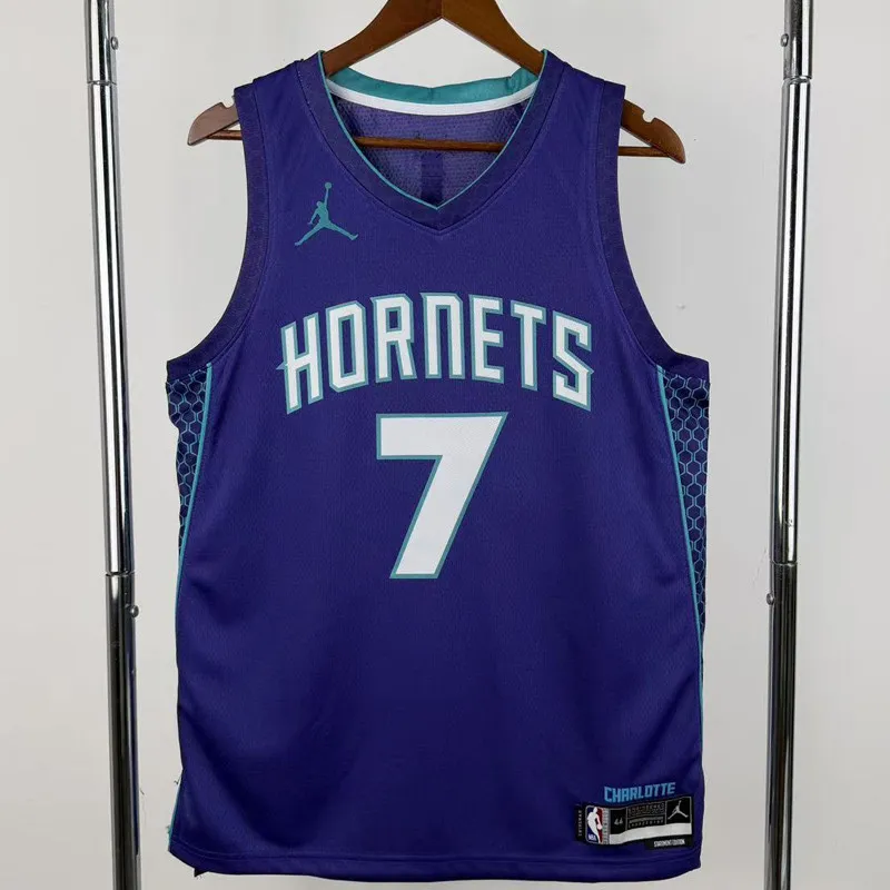22-23 HORNETS KNUEPPE #7 Blue Top Quality Hot Pressing NBA Jersey (Trapeze Edition) 飞人版