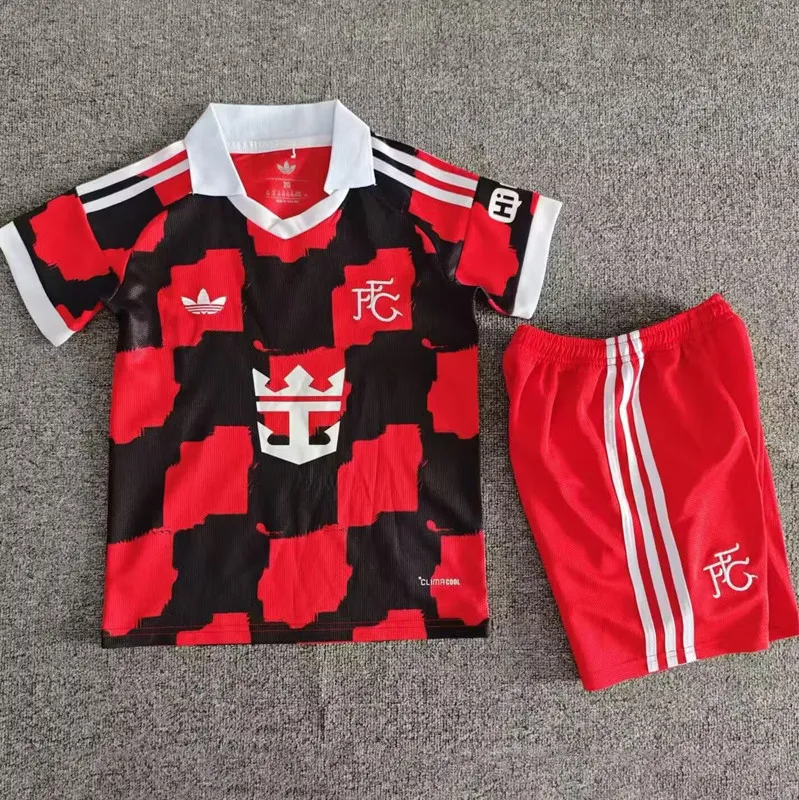 2026-27 Kids Fulham Away Red Black Soccer Jersey