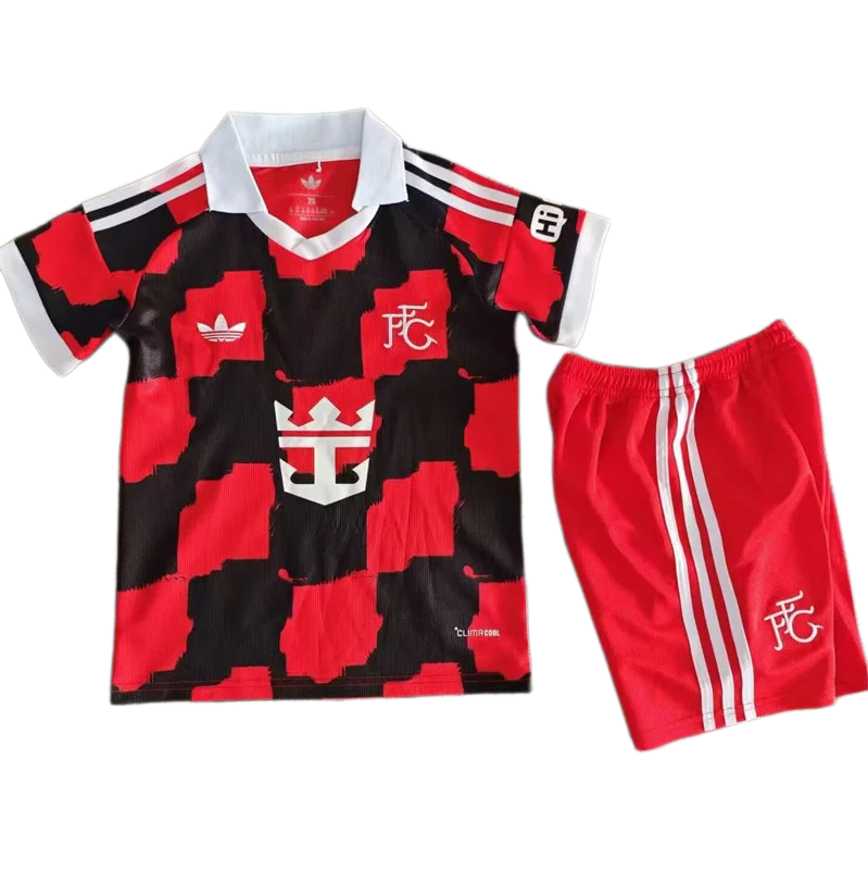 2026-27 Kids Fulham Away Red Black Soccer Jersey