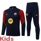 2026-27 Kids Barcelona Royal Blue Half Pull Training Suit E26126#