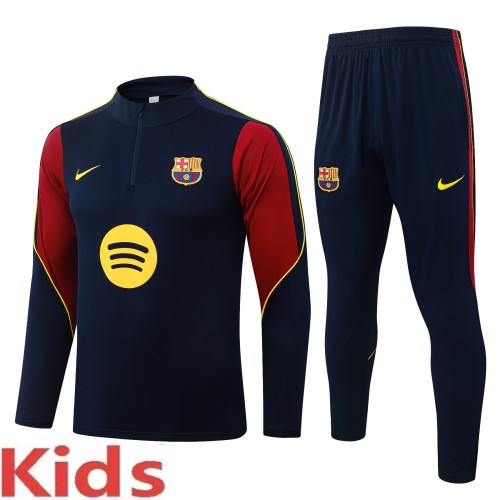 2026-27 Kids Barcelona Royal Blue Half Pull Training Suit E26126#