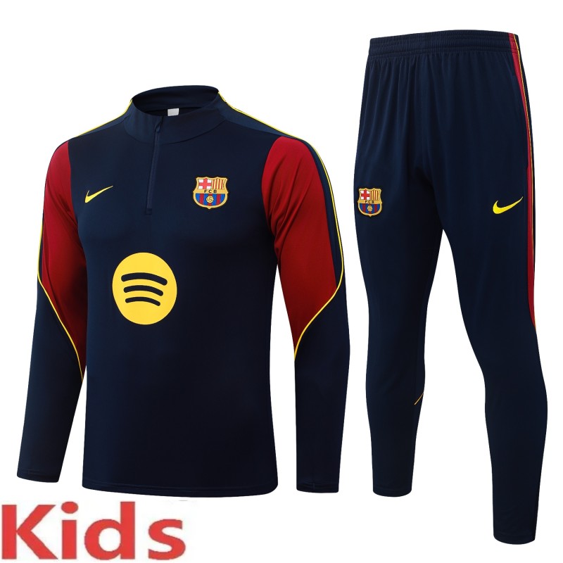 2026-27 Kids Barcelona Royal Blue Half Pull Training Suit E26126#