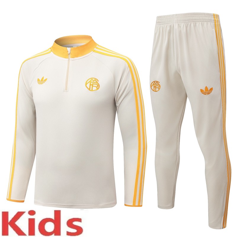 2026-27 Kids Bayern Munich Beige Half Pull Training Suit E26089#
