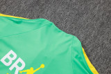 2026-27 Kids Brazil Light Green Half Pull Training Suit E26121#