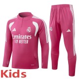 2026-27 Kids Real Madrid pink Half Pull Training suit E26125#