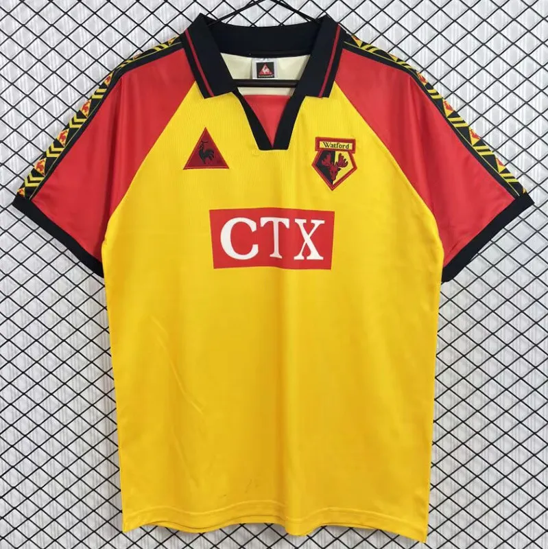 1998-1999 Watford Home Yellow Retro Soccer Jersey