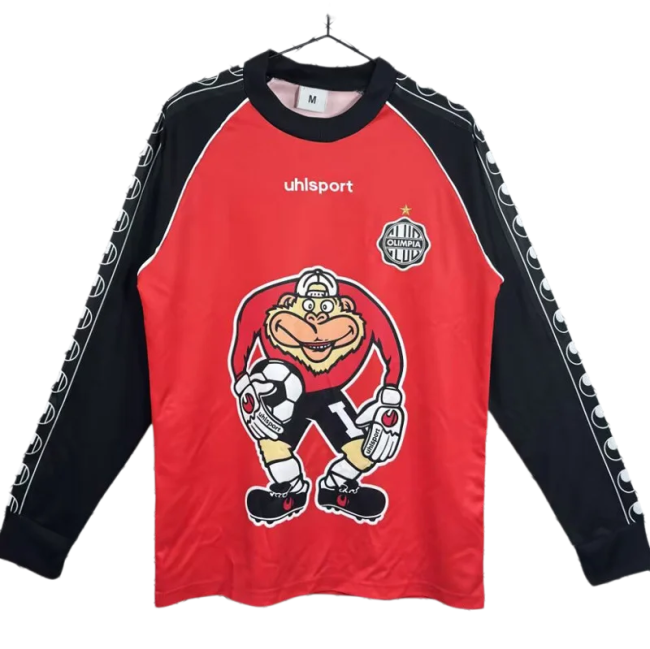 2002 Club Olimpia Home Red Long Sleeve Retro Soccer Jersey
