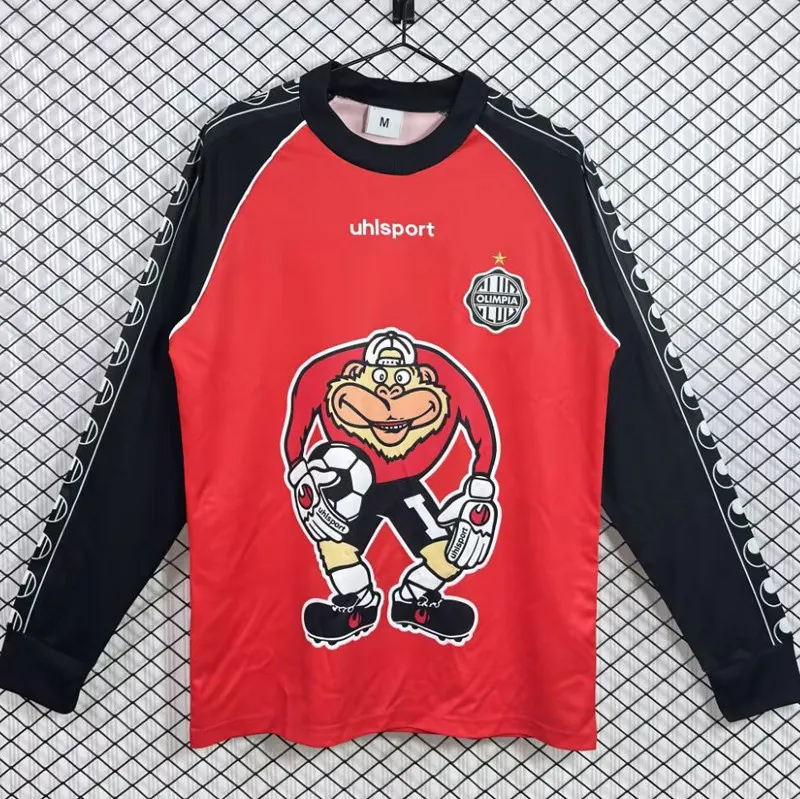 2002 Club Olimpia Home Red Long Sleeve Retro Soccer Jersey