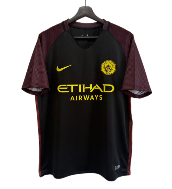 2016-2017 Manchester City  Away Black Retro Soccer Jersey
