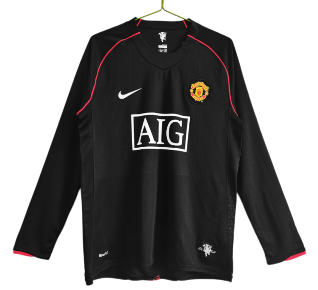 2007-2008 Manchester United Away Long Sleeve Retro Soccer Jersey