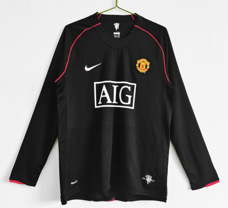 2007-2008 Manchester United Away Long Sleeve Retro Soccer Jersey