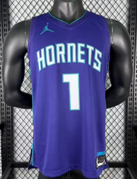 22/23 Hornets BALL #1 Purple Top Quality Hot Pressing NBA Jersey(Trapeze Edition)飞人版