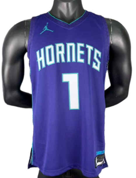 22/23 Hornets BALL #1 Purple Top Quality Hot Pressing NBA Jersey(Trapeze Edition)飞人版