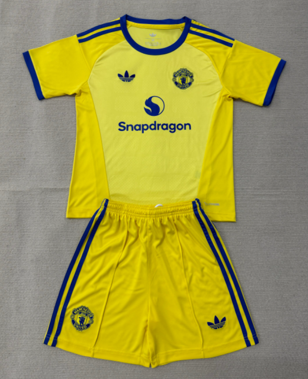 2026-27 Kids Manchester United Goalkeeper Yellow Soccer Jersey