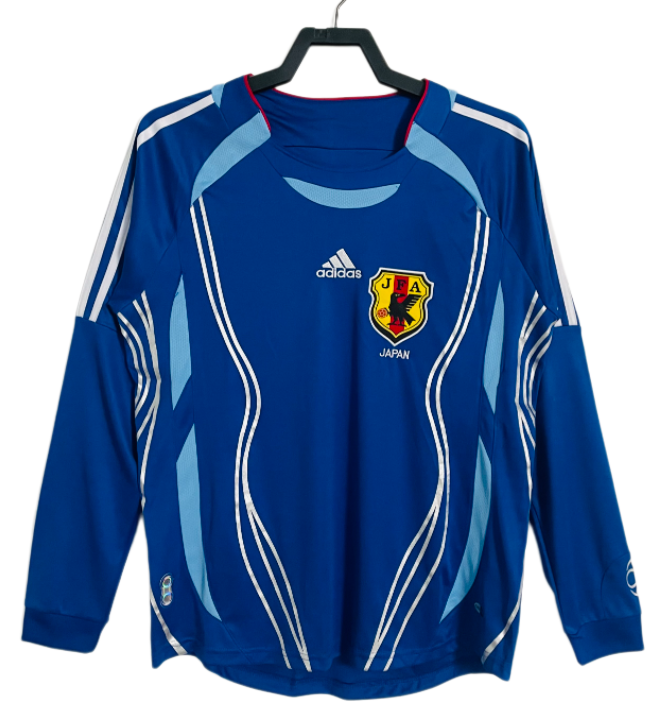2006 Mens Japan Home Blue Long Sleeve Retro Soccer Jersey