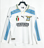 2000-01 Mens Lazio Away White Long Sleeve Retro Soccer Jersey