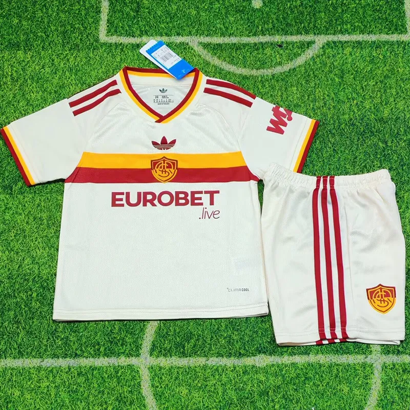2026-27 Kids Roma Away White Soccer Jersey