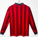 1998 Mens England Away Red Long Sleeve Retro Soccer Jersey