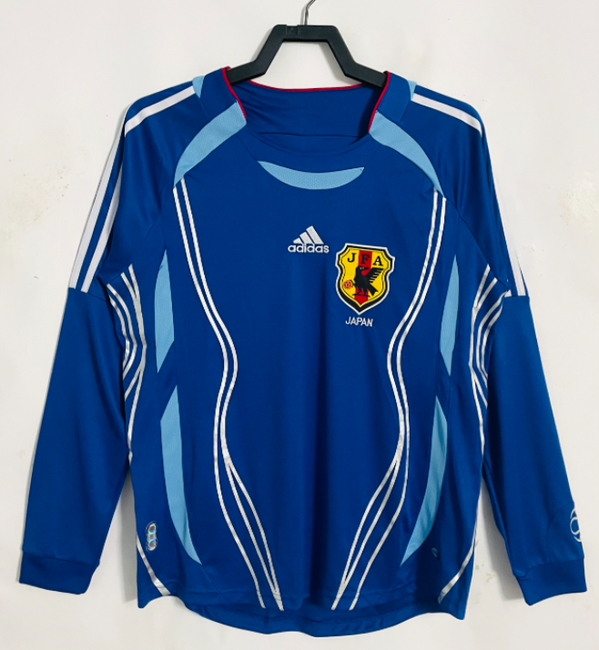 2006 Mens Japan Home Blue Long Sleeve Retro Soccer Jersey