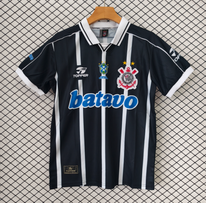 1999-2000 Corinthians Away Black Retro Soccer Jersey