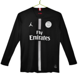 2018-19 Mens PSG Home Black Long Sleeve Retro Soccer Jersey