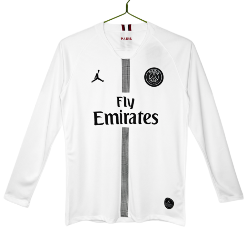 2018-19 Mens PSG Away White Long Sleeve Retro Soccer Jersey
