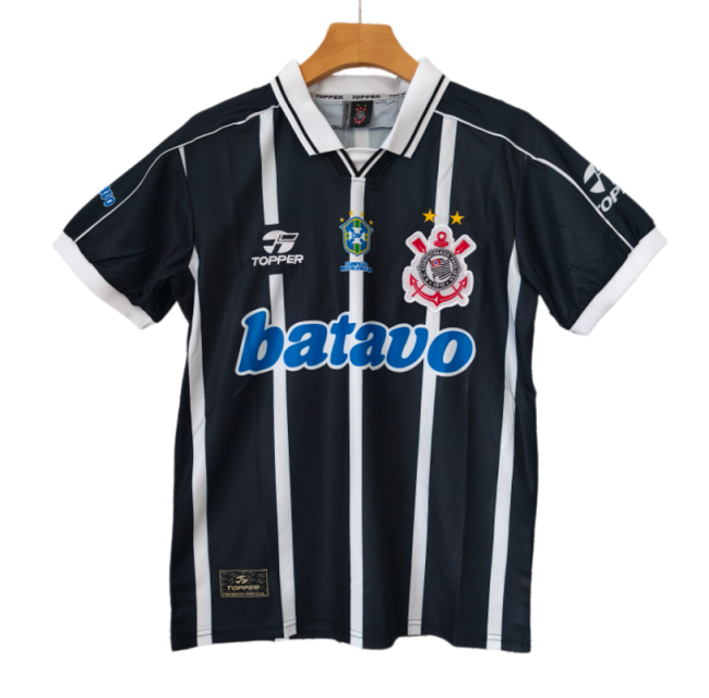 1999-2000 Corinthians Away Black Retro Soccer Jersey