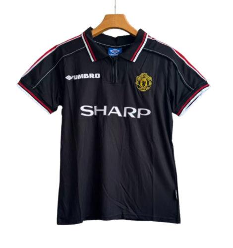 1998-1999 Mens Manchester United Away Black Retro Soccer Jersey