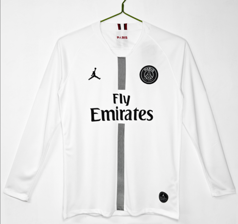 2018-19 Mens PSG Away White Long Sleeve Retro Soccer Jersey