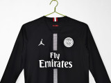 2018-19 Mens PSG Home Black Long Sleeve Retro Soccer Jersey