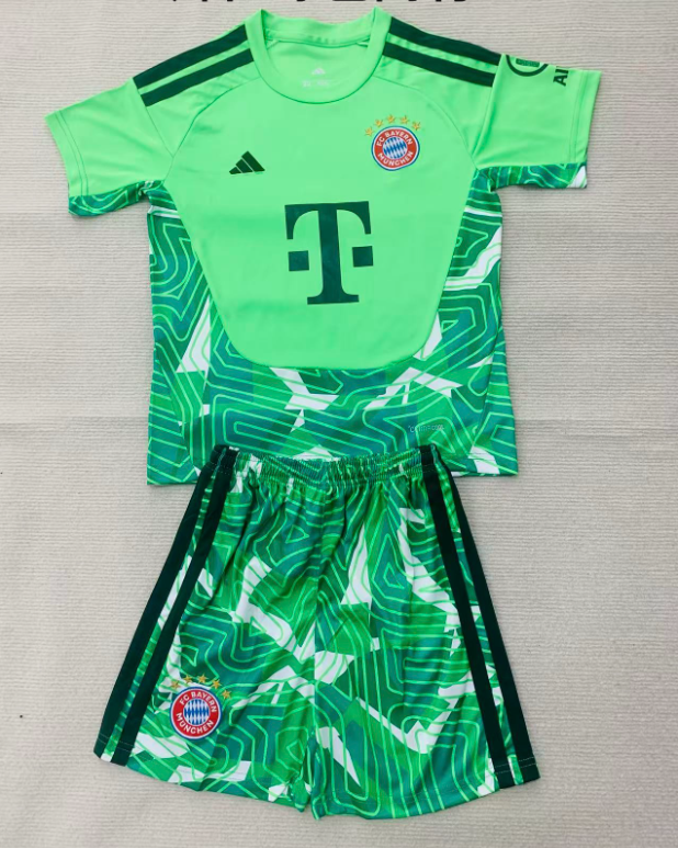 2026-27 Kids Bayern Munich Green Goalkeeper Soccer Jersey