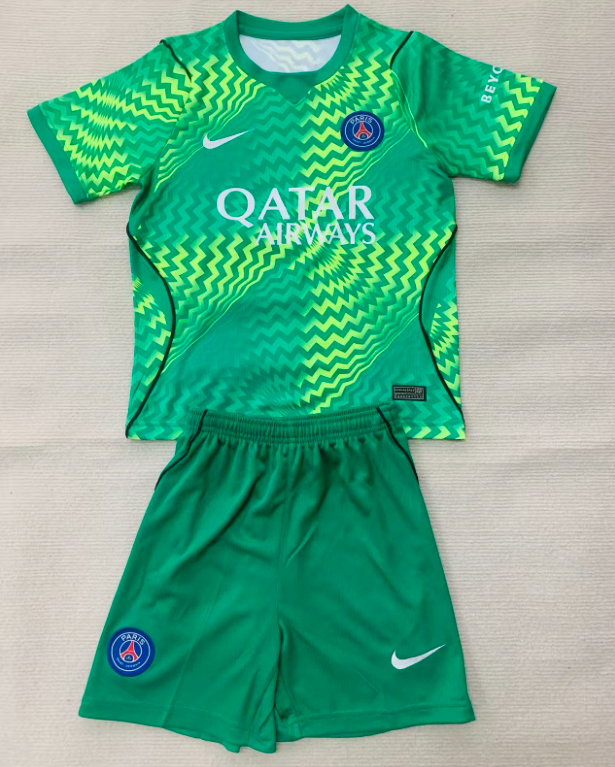 2026-27 Kids PSG Goalkeeper Green Soccer Jersey