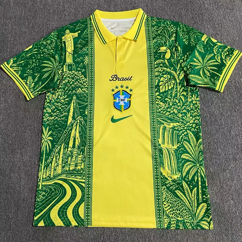 2026-27 Mens Brazil Special Edition Polo Green Soccer Jersey
