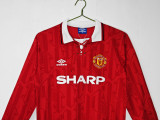 1992-94 Manchester United Home Long Sleeve Retro Soccer Jersey