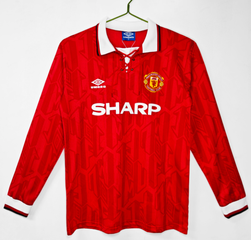 1992-94 Manchester United Home Long Sleeve Retro Soccer Jersey