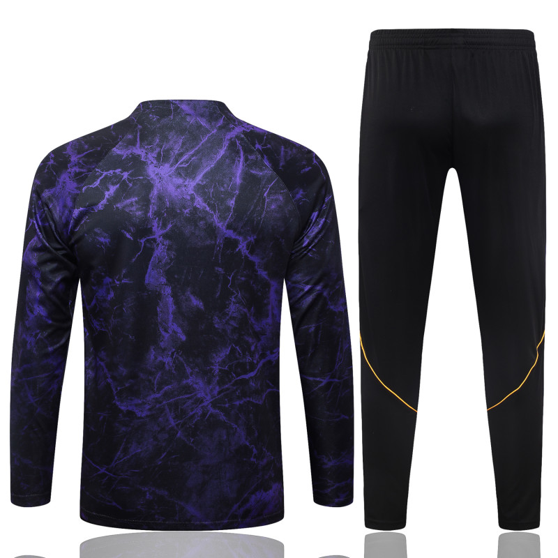 2026-27 Mens Barcelona Black Purple Half Pull Training Suit B26099#(半拉链)