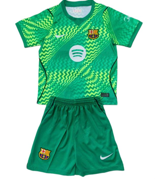 2026-27 Kids Barcelona Goalkeeper Green Soccer Jersey