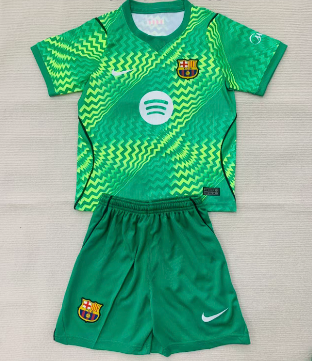 2026-27 Kids Barcelona Goalkeeper Green Soccer Jersey