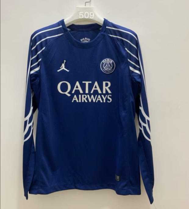 2026-27 Mens PSG Paris Pre-Match Blue Long Sleeve Soccer Jersey