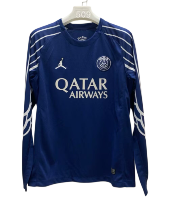 2026-27 Mens PSG Paris Pre-Match Blue Long Sleeve Soccer Jersey