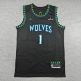 2027 TIMBERWOLVES BALL #1 Black Top Quality Hot Pressing NBA Jersey