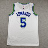 2027 TIMBERWOLVES EDWARDS #5 White Top Quality Hot Pressing NBA Jersey