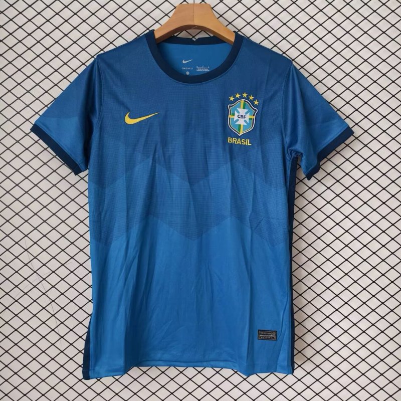 2021 Mens Brazil  Away Blue Retro Soccer Jersey