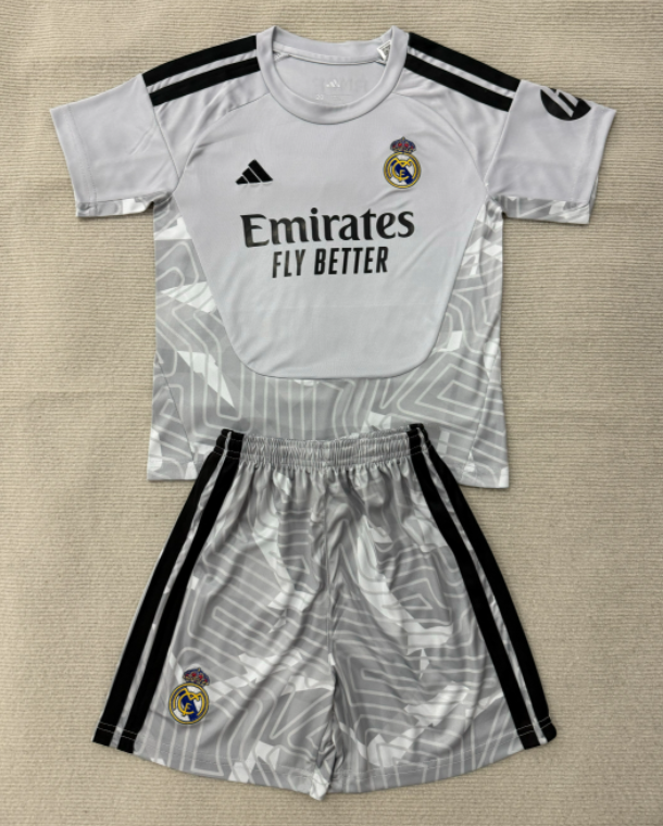 2026-27 Kids Real Madrid Goalkeeper Grey Soccer Jersey