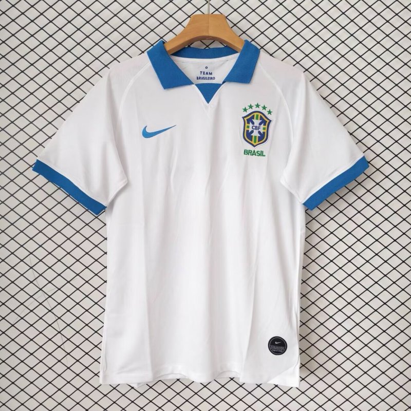 1999-2000 Mens Brazil  Away White Retro Soccer Jersey