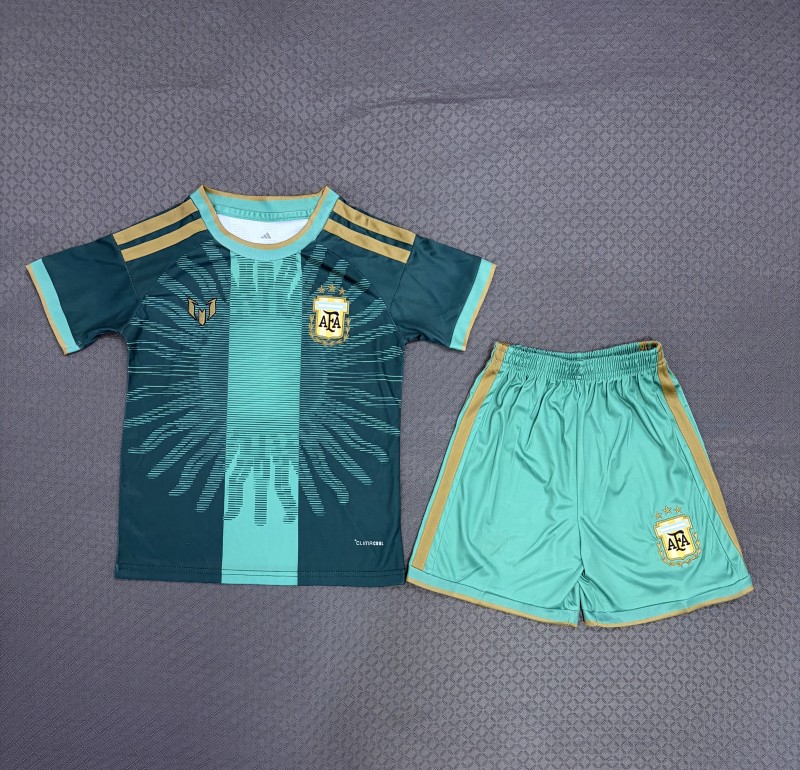 2026-27 Kids Argentina Messi Farewell Match Green Soccer Jersey